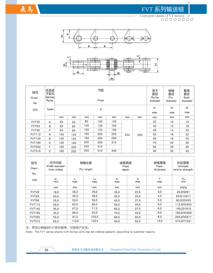 FVT Series Conveyor Chain